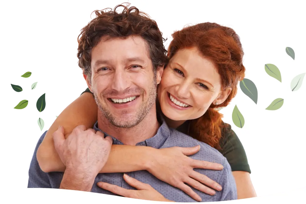 middle age couple with beautiful smiles after adult orthodontics
