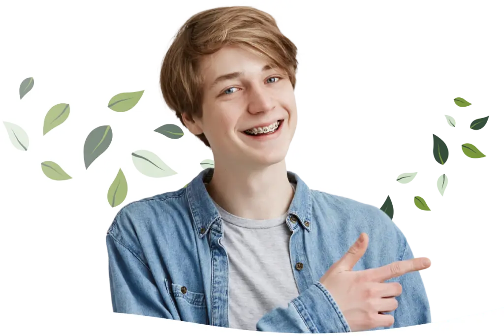 boy in metal braces undergoing teen orthodontics in oakton VA