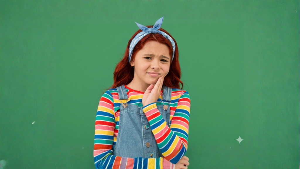Girl with mild pain from braces, Oakton, VA